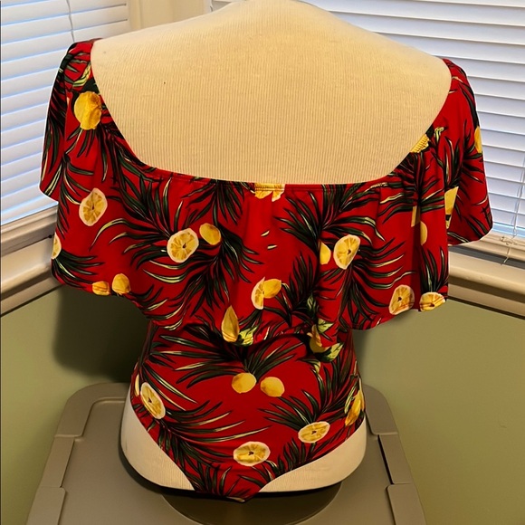 Charlotte Russe Red Off the Shoulder Bodysuit - Picture 3 of 7
